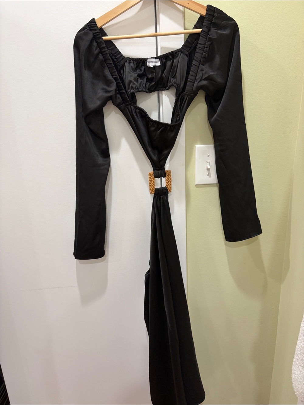 WeWoreWhat Black Long Sleeve Cutout Maxi Dress with Ring Detail